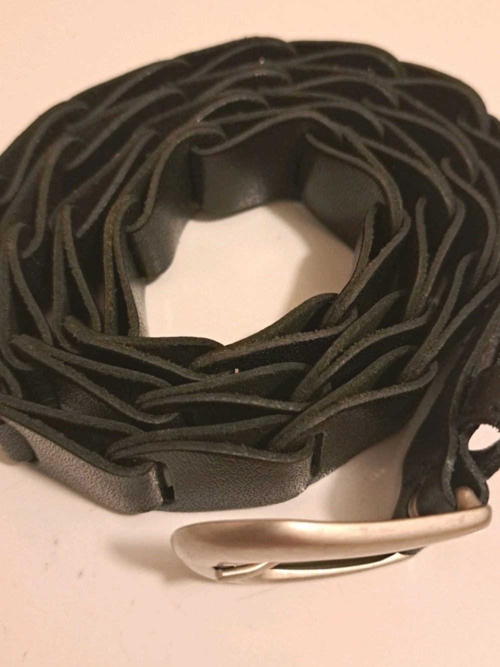 Vintage Artisan Leather Work Belt Interlocking Puzzle Links Handcrafted ML 36-38